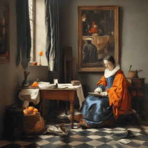 Ομορφη αναπαράσταση της Τέχνης της Κίνησης μέσα απο τις ζωγραφικές λεπτομέρειες και το διαλογισμό μιας γυναίκας στο δωμάτιο.