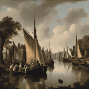 Ζωντανά και δυναμικά σκάφη στη λίμνη με ελαιόδεντρα και ομιλητές, απόλυτη τέχνη της κίνησης σε φυσικό περιβάλλον.